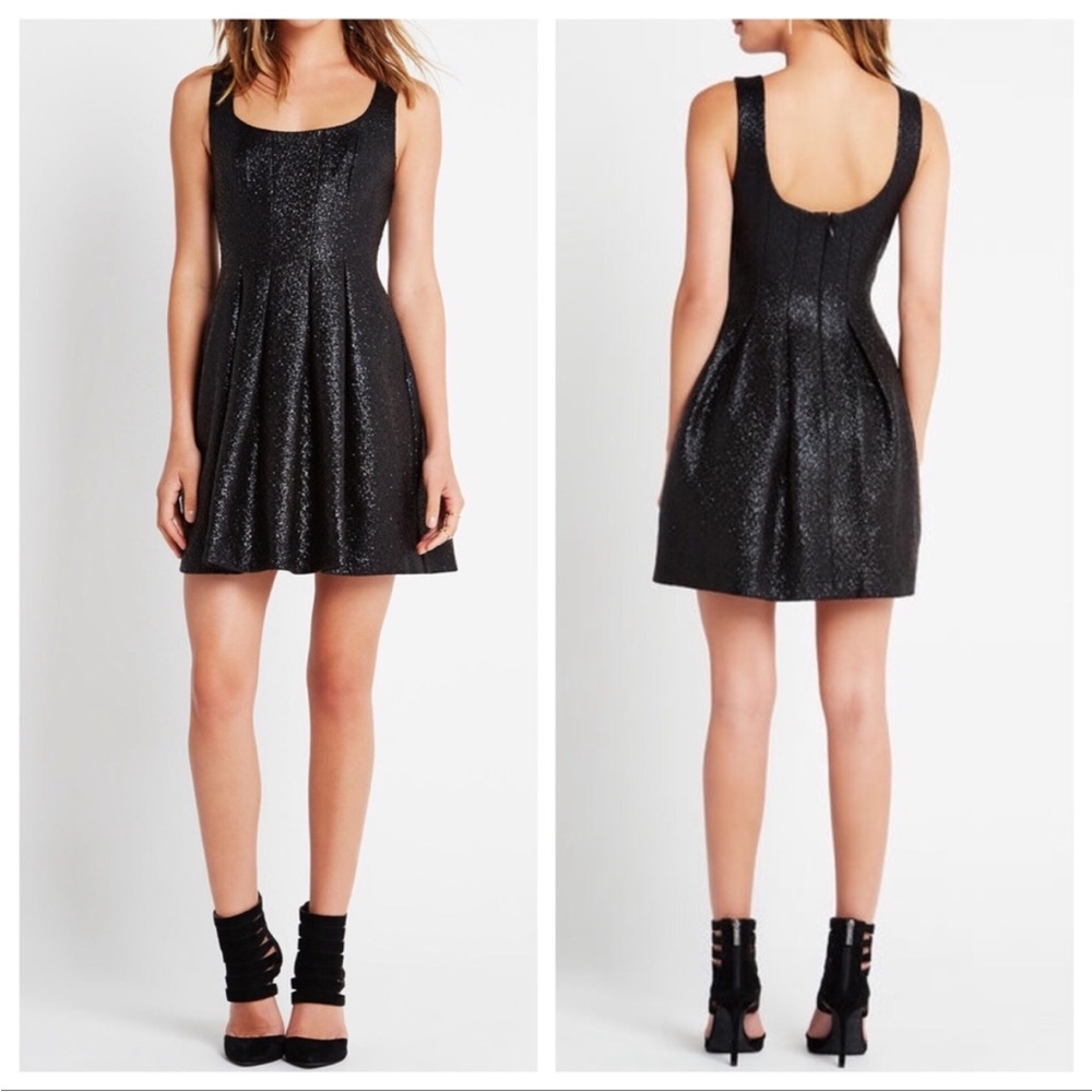 NWOT BCBGeneration metallic foil flare dress Black 6